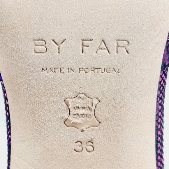 New By Far Michele Purple Metallic Leather Mules K127 - Picture 11 of 12